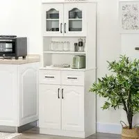 4 Door 2 Shelf 2 Drawer Kitchen Storage Cabinet - White