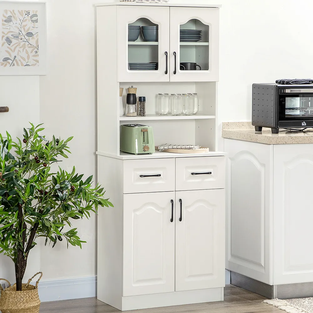 4 Door 2 Shelf 2 Drawer Kitchen Storage Cabinet - White