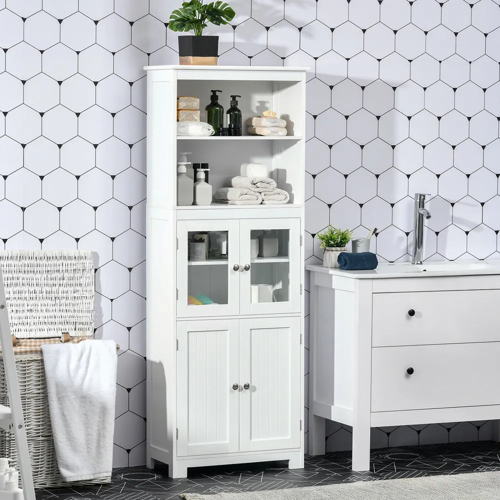 4 Door 2 Shelf Kitchen Storage Cabinet - White