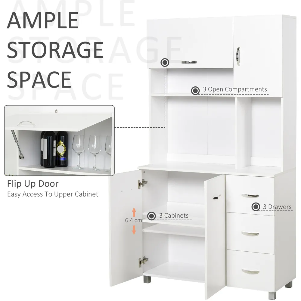 4 Door 3 Drawer Kitchen Storage Cabinet - White