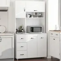 4 Door 3 Drawer Kitchen Storage Cabinet - White