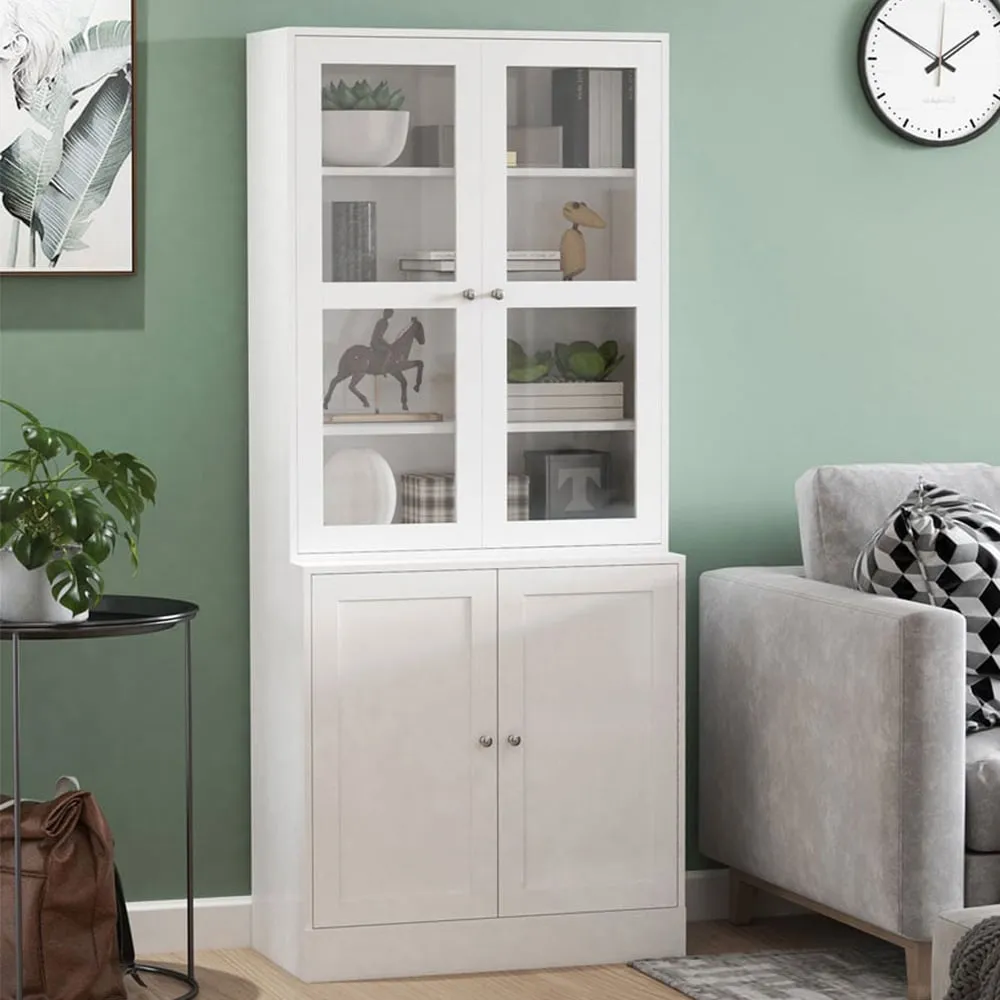4 Door Display Storage Cabinet - White