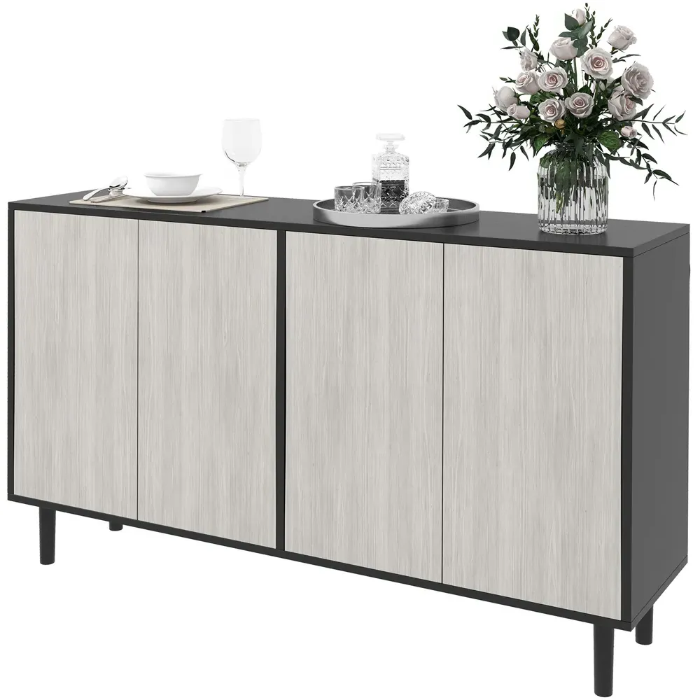 4 Door Kitchen Sideboard - Black, Pine