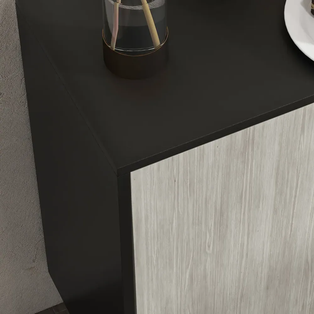 4 Door Kitchen Sideboard - Black, Pine