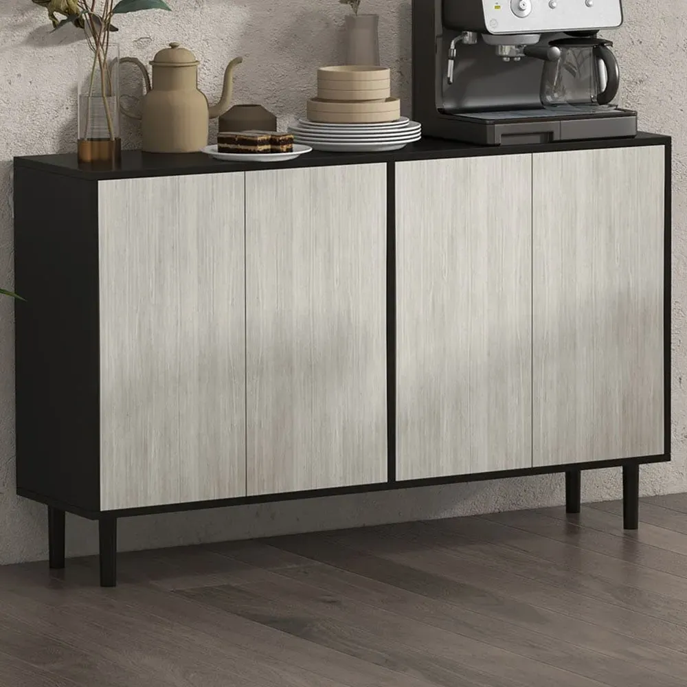 4 Door Kitchen Sideboard - Black, Pine image