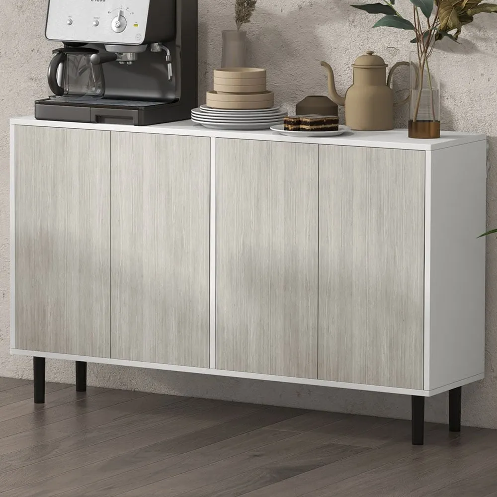4 Door Kitchen Sideboard - White, Pine