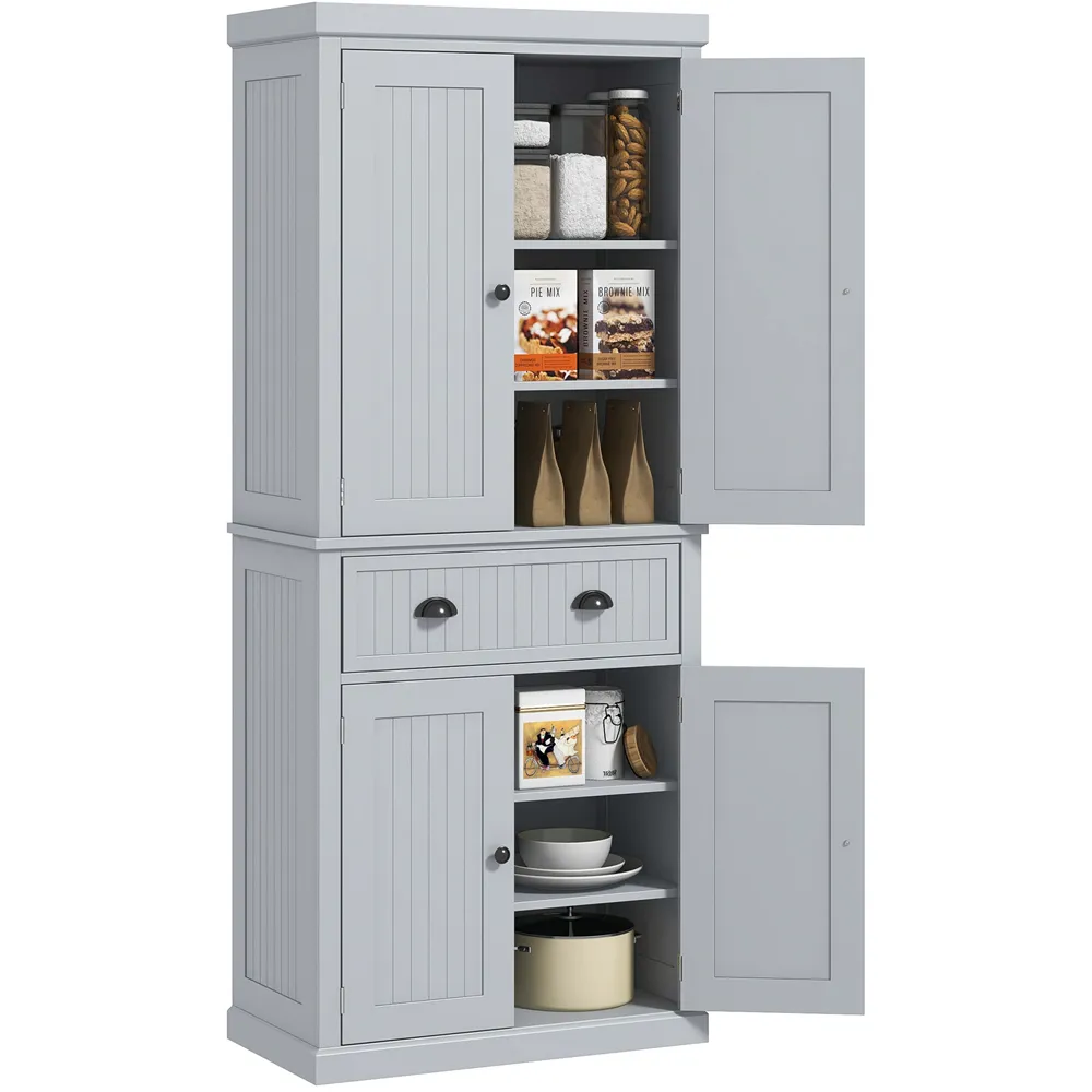 4 Door Kitchen Storage Cabinet with Drawer - Grey