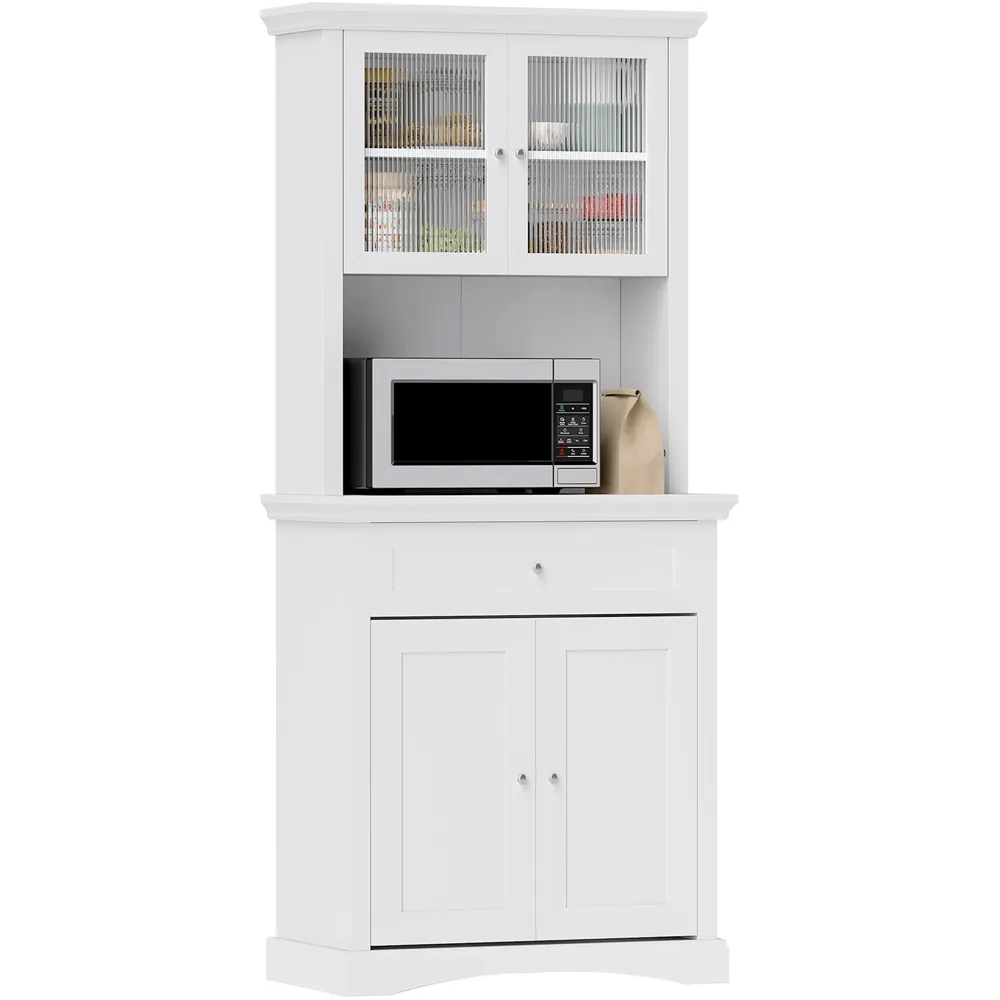 4 Door Kitchen Storage Cabinet with Drawer - White