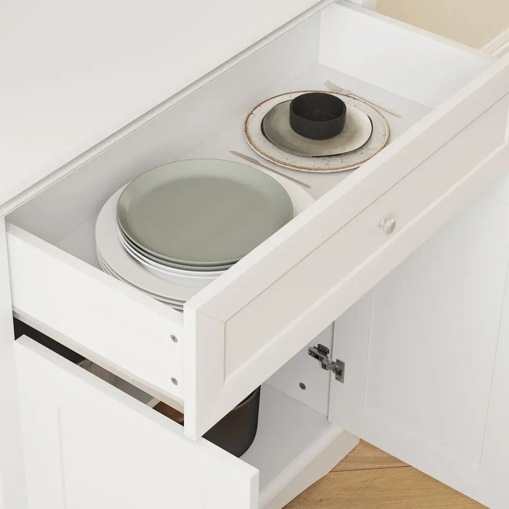 4 Door Kitchen Storage Cabinet with Drawer - White