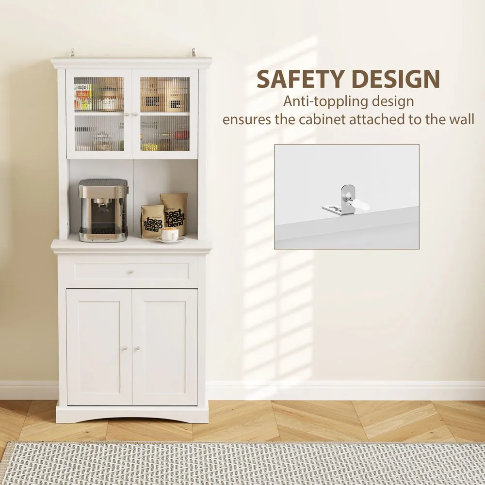 4 Door Kitchen Storage Cabinet with Drawer - White