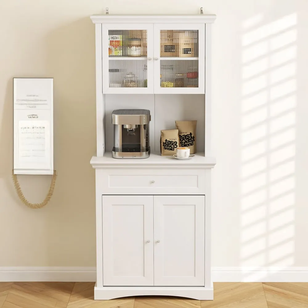 4 Door Kitchen Storage Cabinet with Drawer - White