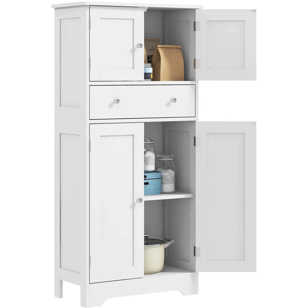 4 Door Kitchen Storage Cabinet with Drawer - White