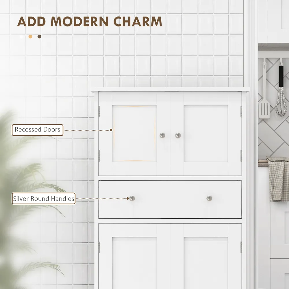 4 Door Kitchen Storage Cabinet with Drawer - White