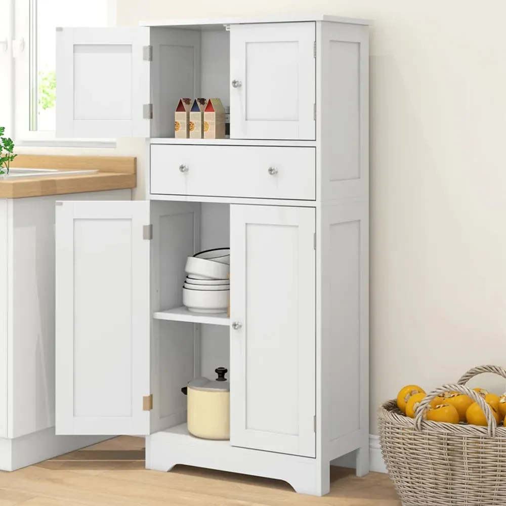 4 Door Kitchen Storage Cabinet with Drawer - White image