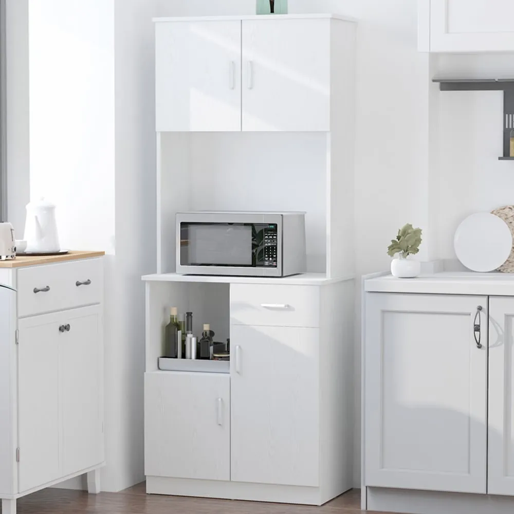 4 Door Kitchen Storage Cabinet with Drawer - White