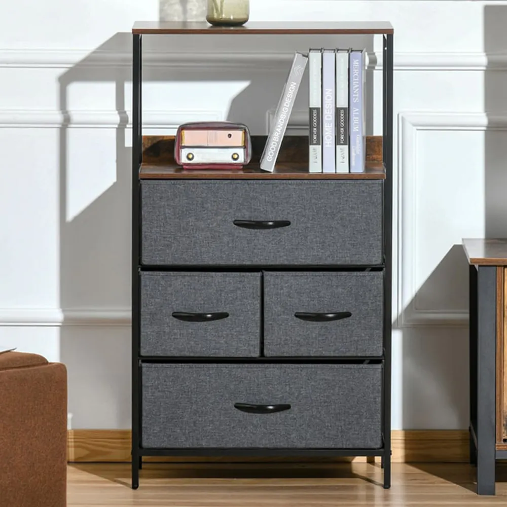 4 Drawer Chest of Drawers - Black