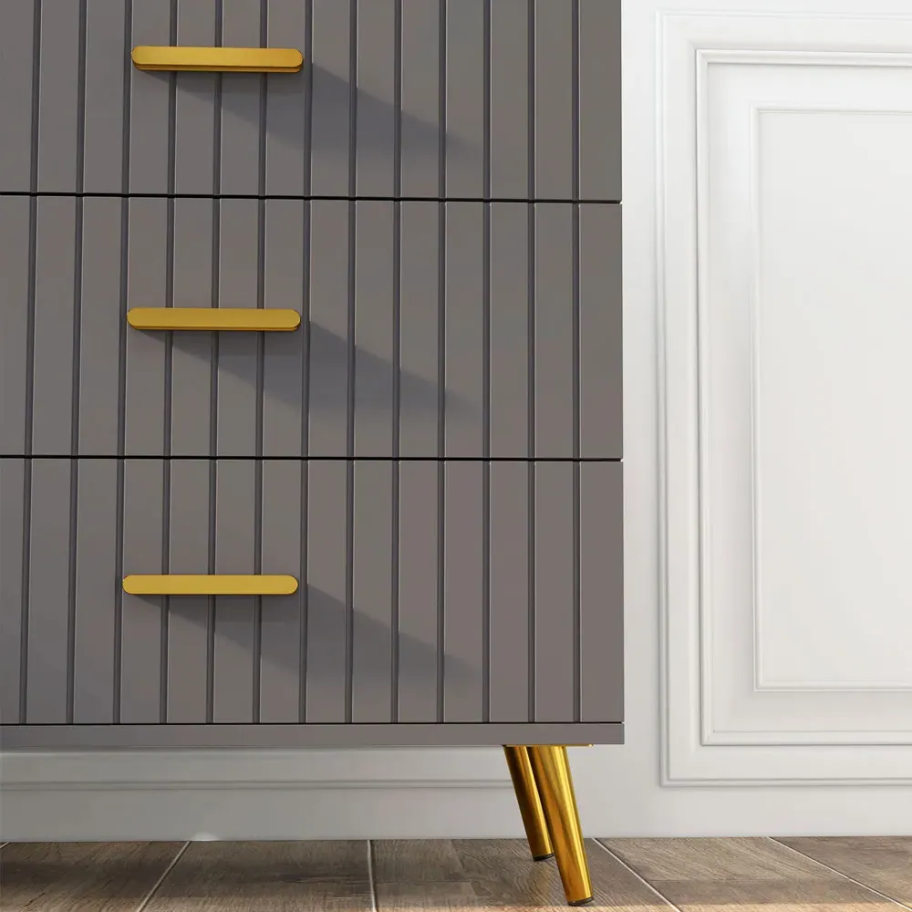 4 Drawer Chest of Drawers with Aluminium Legs - Grey