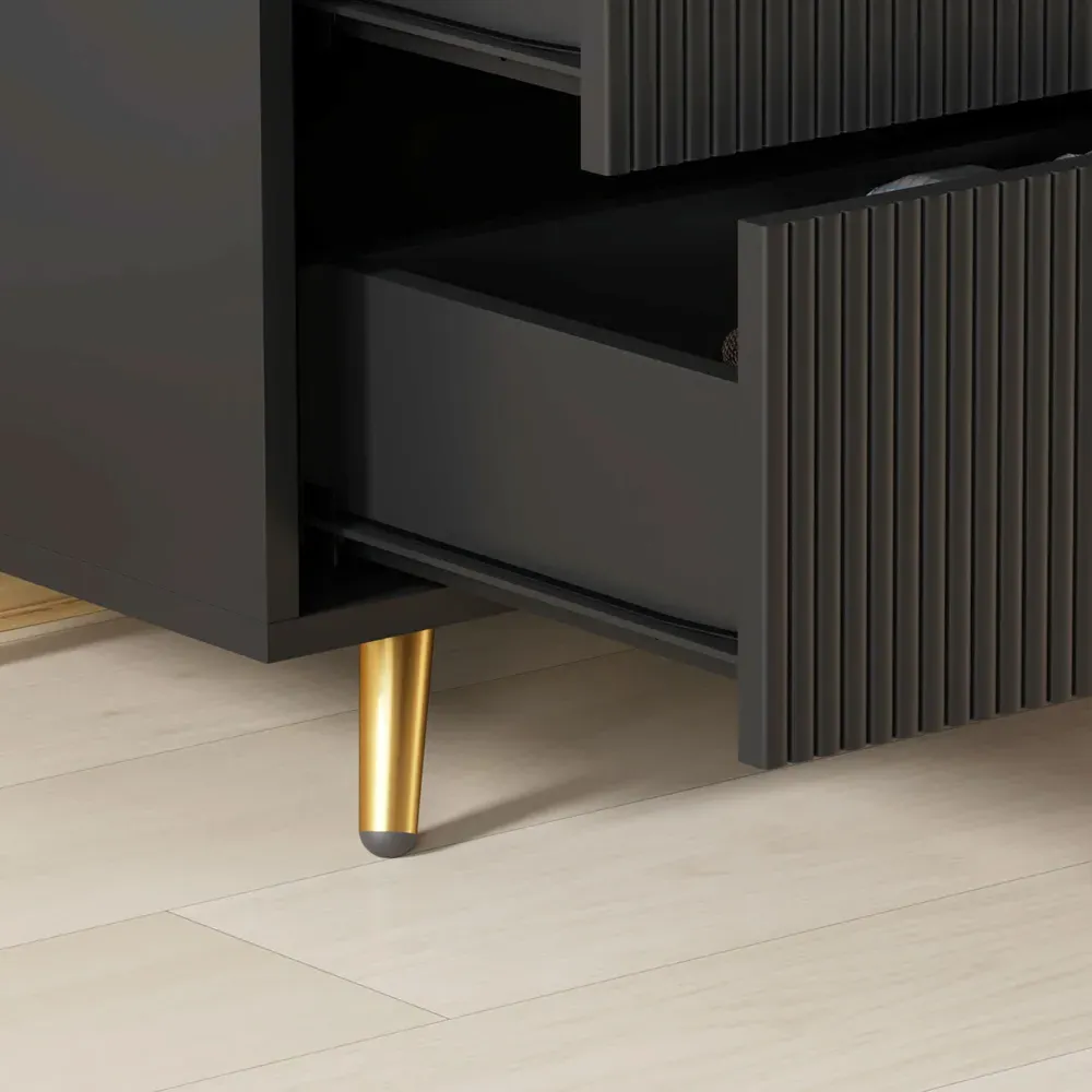 4 Drawer Chest of Drawers with Gold Handles - Black