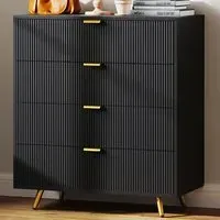 4 Drawer Chest of Drawers with Gold Handles - Black