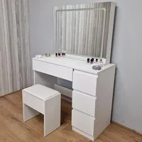 4 Drawer Dressing Table Set with LED Mirror - White