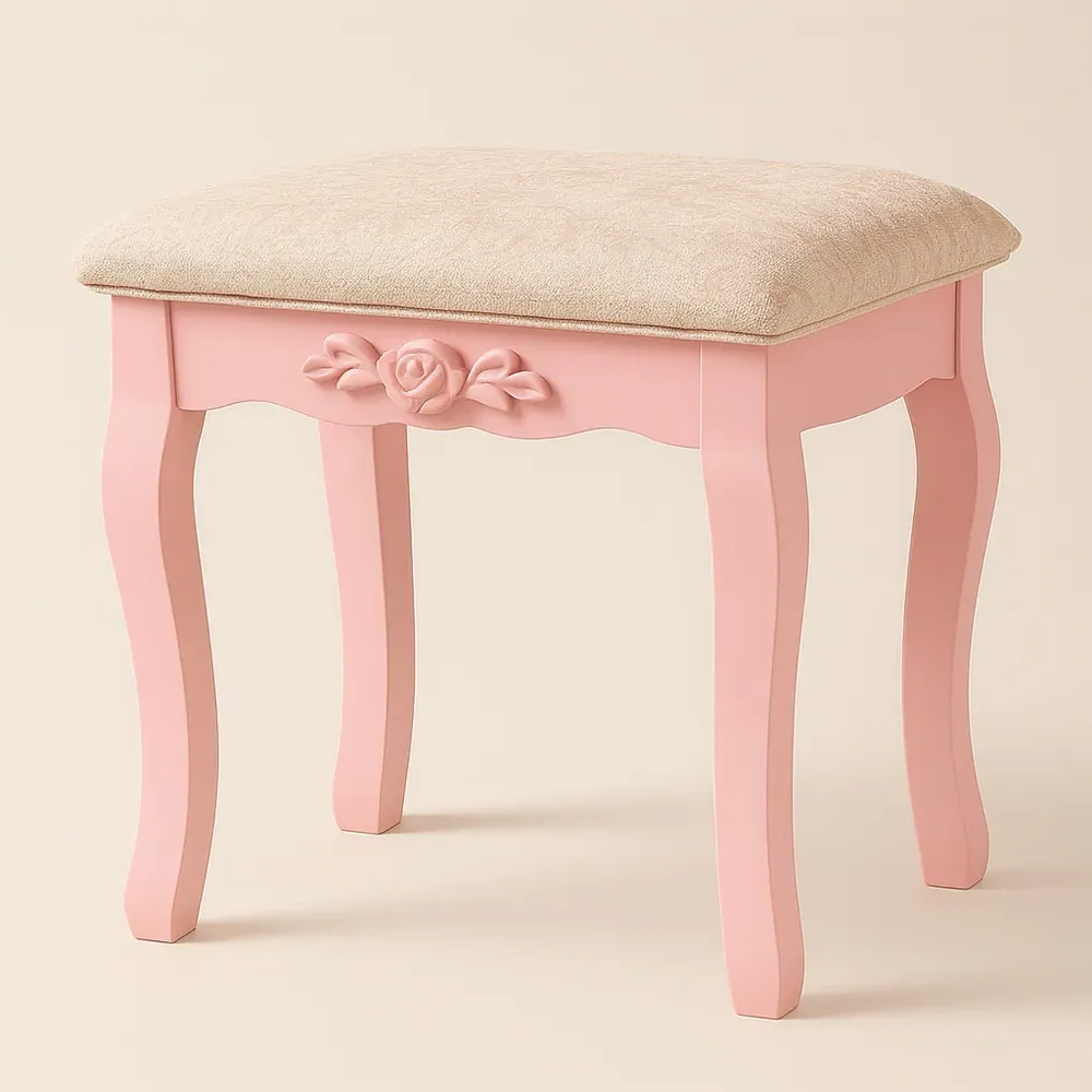 4 Drawer Dressing Table Set with Mirror - Pink