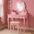 4 Drawer Dressing Table Set with Mirror - Pink
