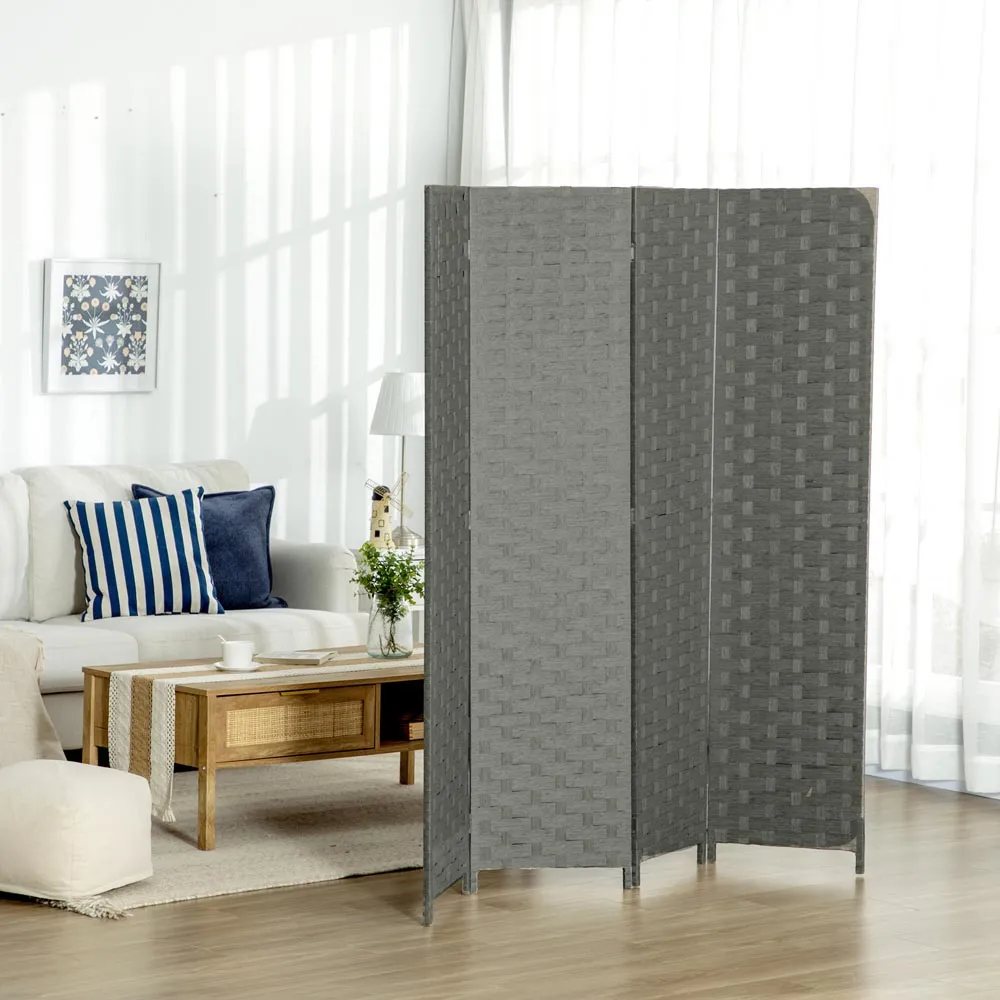 4 Panel Folding Privacy Screen - Grey