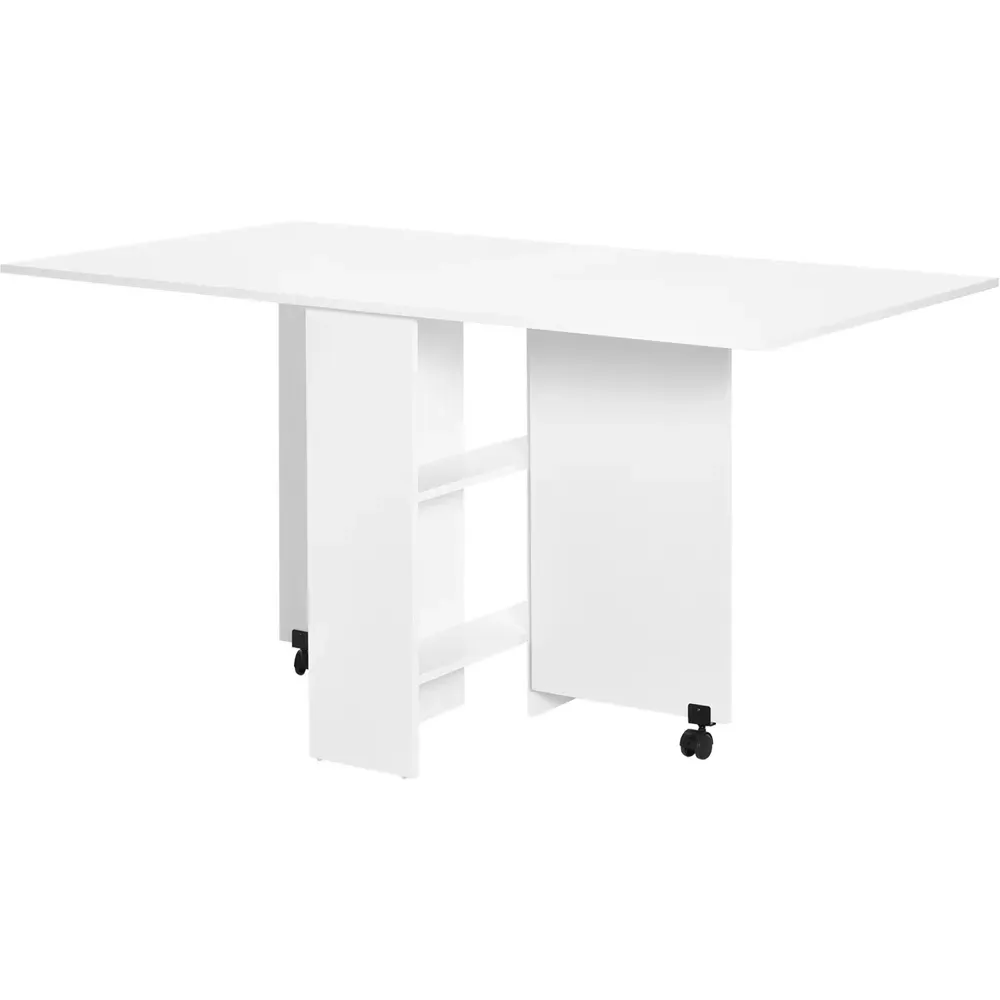 4-Seater Drop Leaf Folding Dining Table with Storage - White
