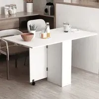 4-Seater Drop Leaf Folding Dining Table with Storage - White