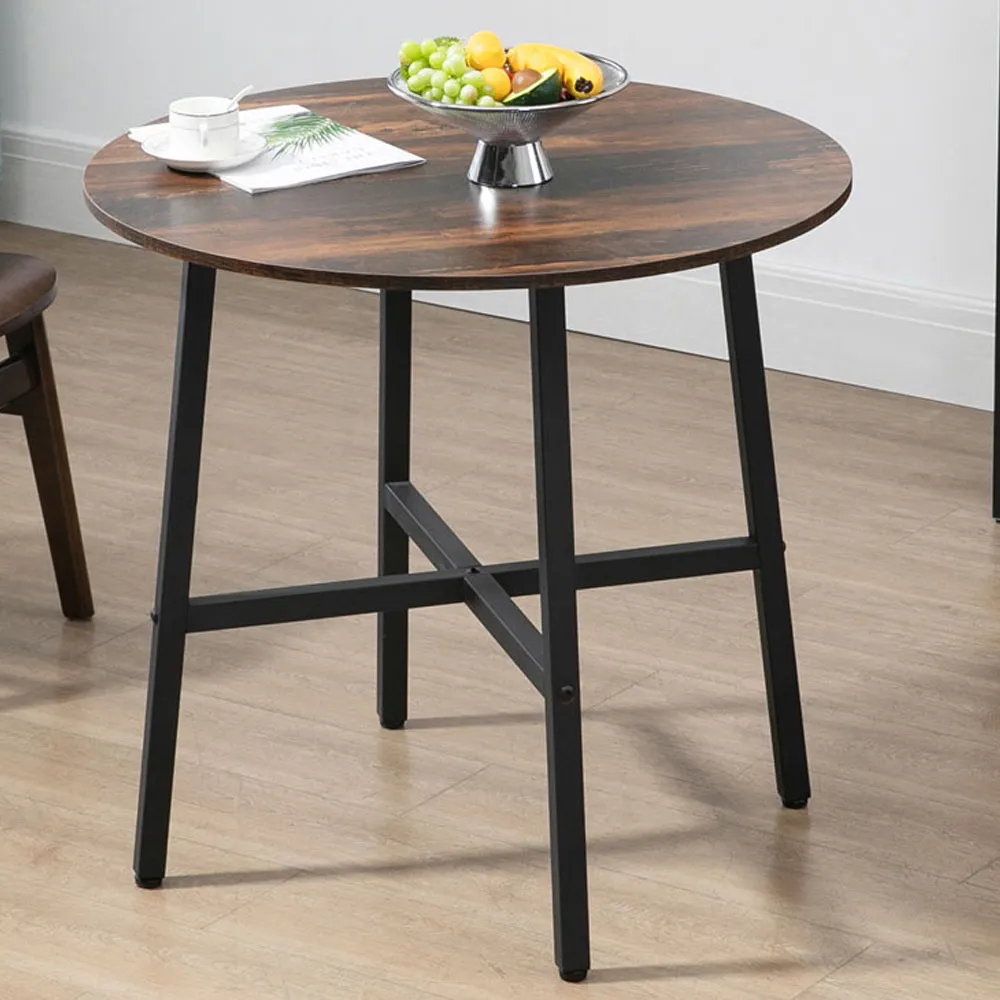 4-Seater Round Dining Table - Brown
