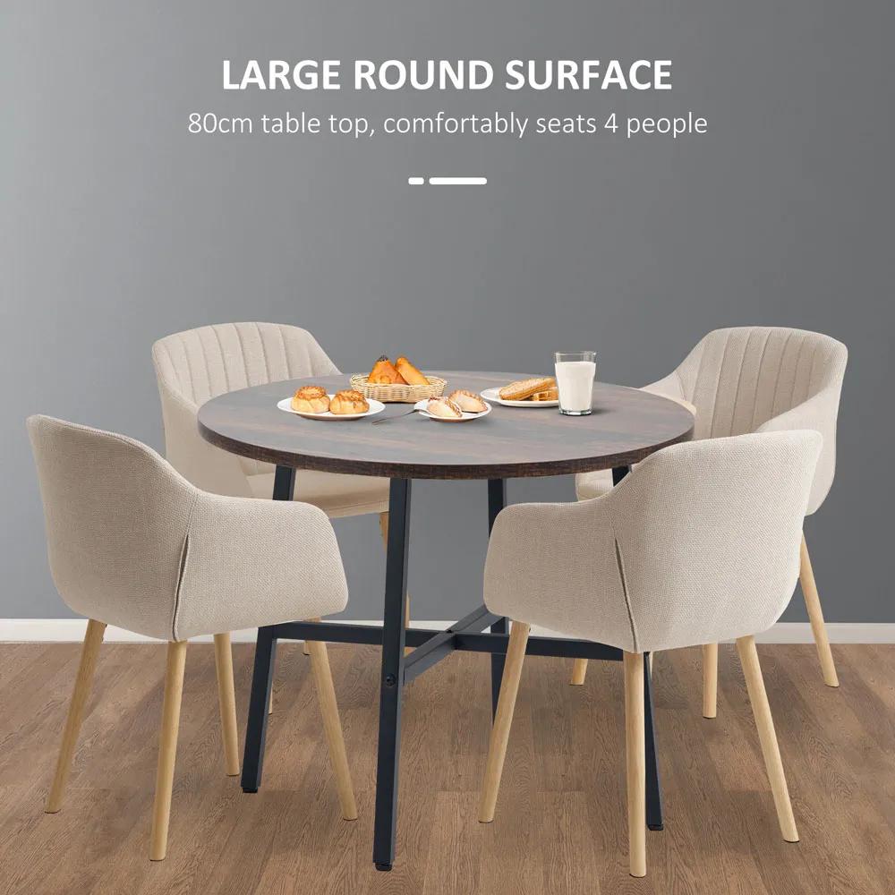 4-Seater Round Dining Table - Brown