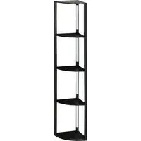 4 Shelf Corner Floor Lamp with Storage - Black