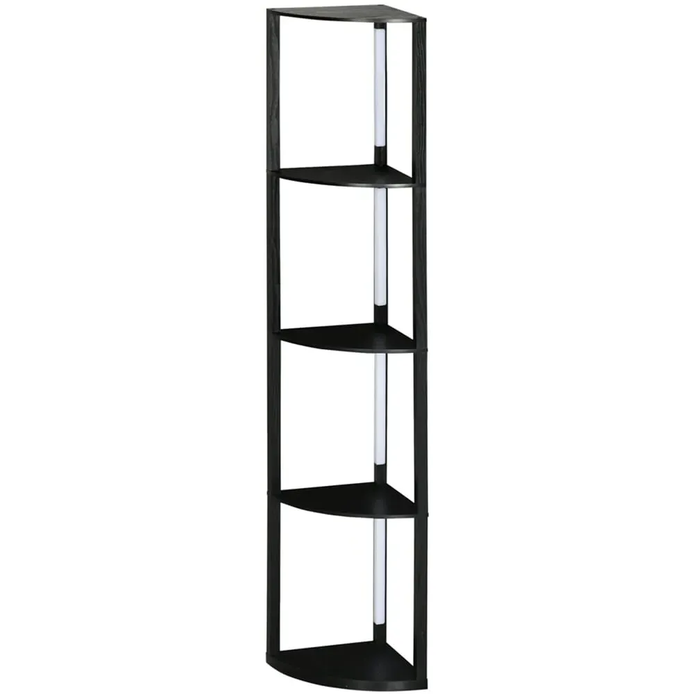 4 Shelf Corner Floor Lamp with Storage - Black