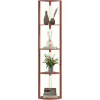 4 Shelf Corner Floor Lamp with Storage - Brown