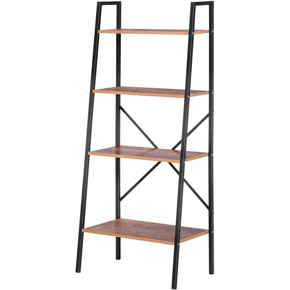 4 Shelf Ladder Bookcase - Black, Brown