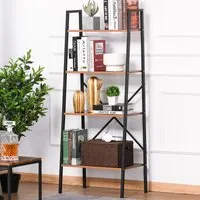 4 Shelf Ladder Bookcase - Black, Brown