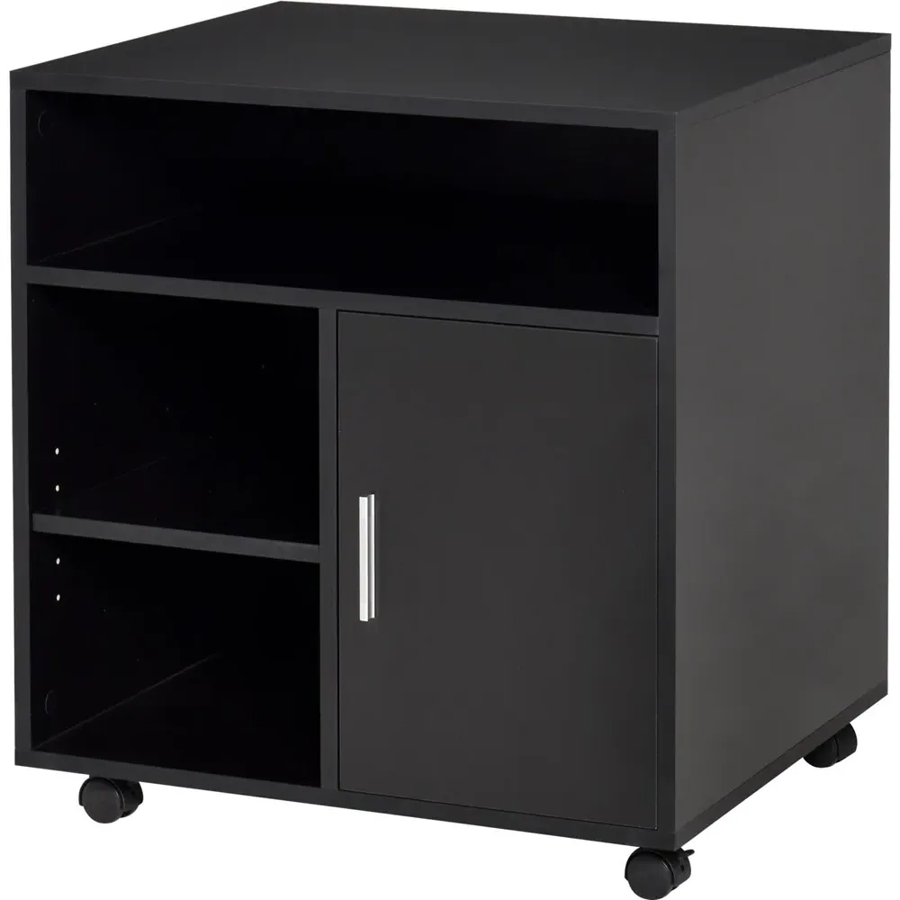 4 Shelf Storage Unit with Wheels - Black