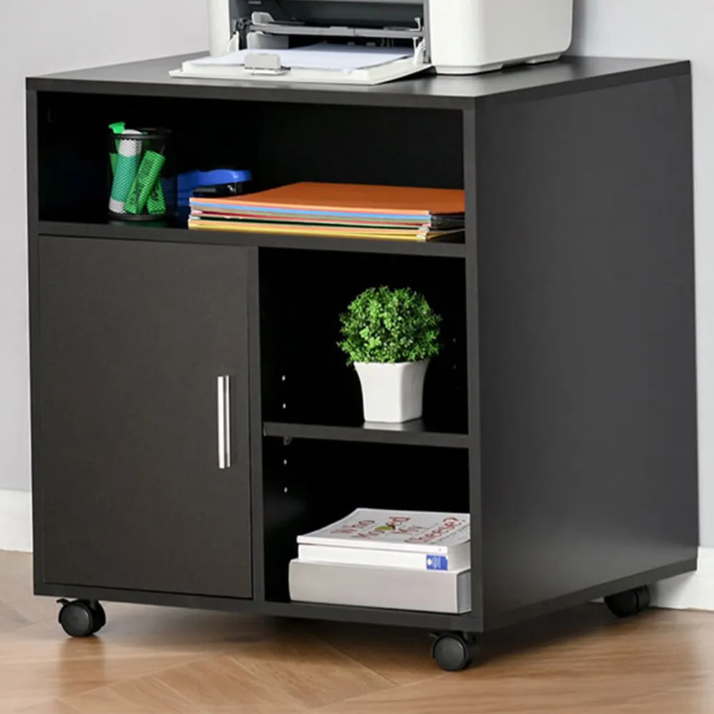 4 Shelf Storage Unit with Wheels - Black image