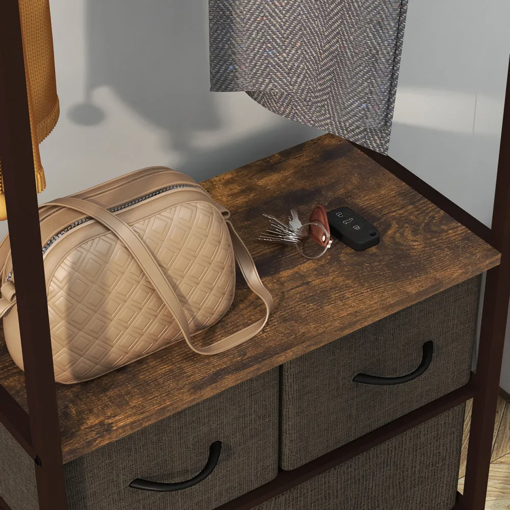 4 Tier Bookcase with Drawers - Brown