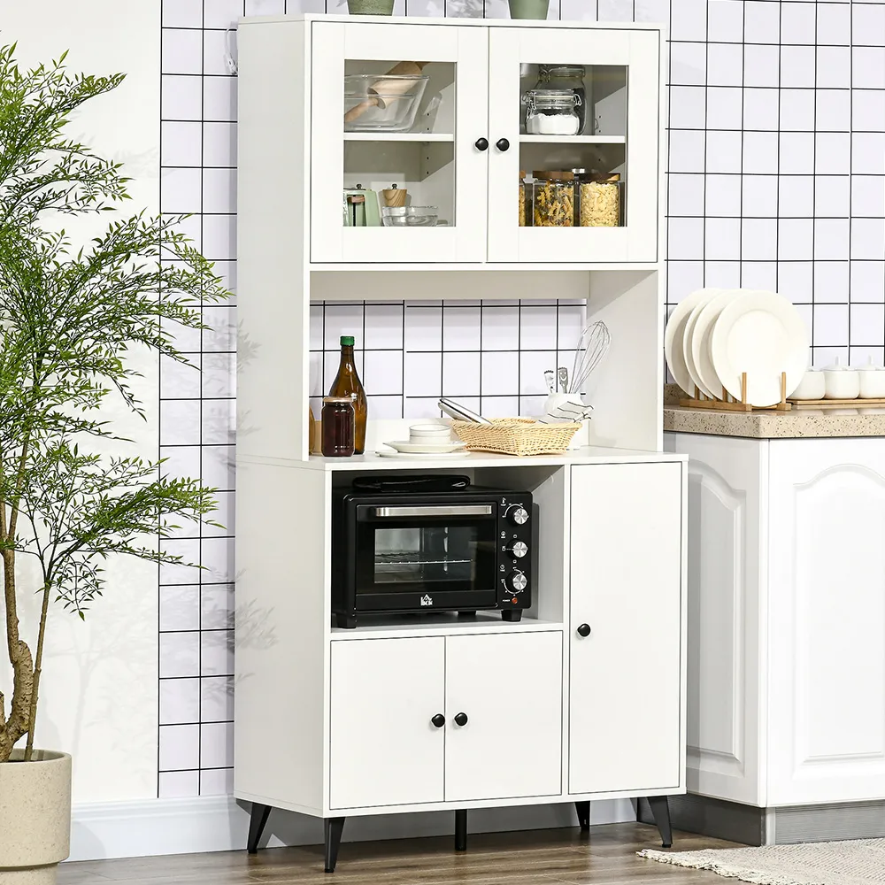 5 Door Display Cabinet with Shelves - White