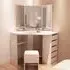 5 Drawer Corner Dressing Table Set with Mirror - White