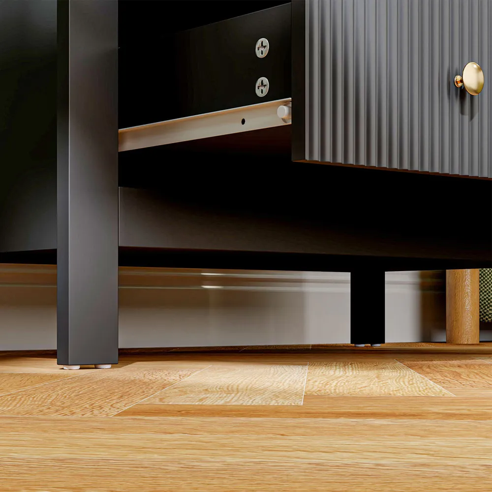 5 Drawer Fluted Chest with Gold Handles - Black