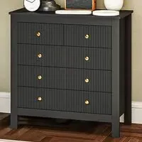5 Drawer Fluted Chest with Gold Handles - Black