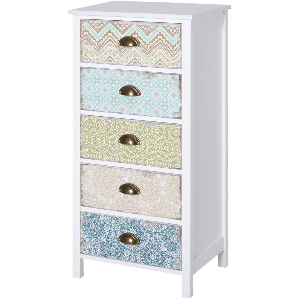 5 Drawer Storage Chest - White, MDF