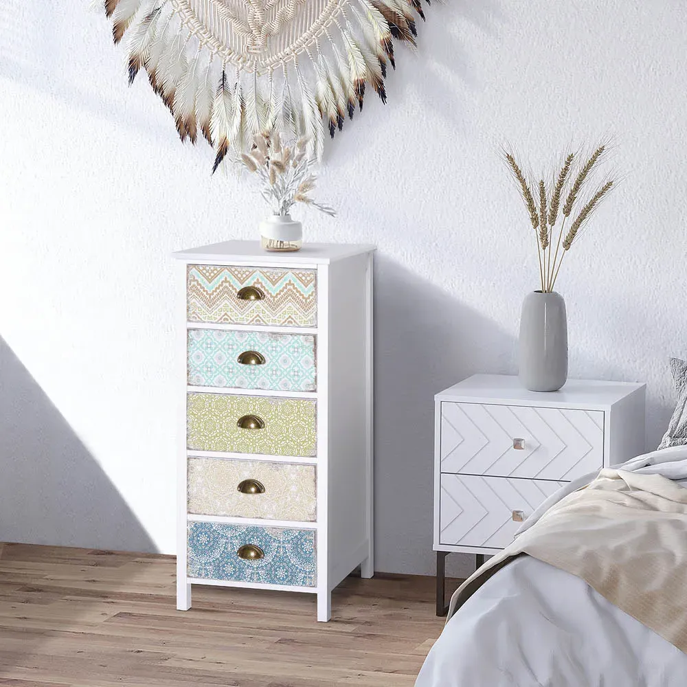 5 Drawer Storage Chest - White, MDF