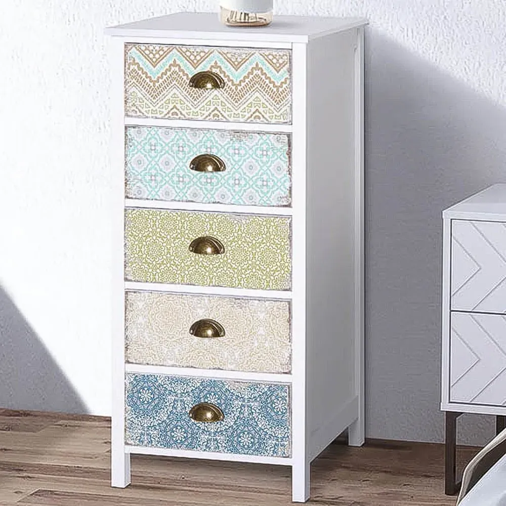 5 Drawer Storage Chest - White, MDF image