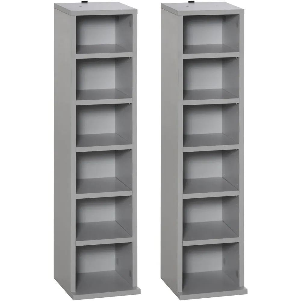 6-Compartment Media Display Shelf Unit - Grey