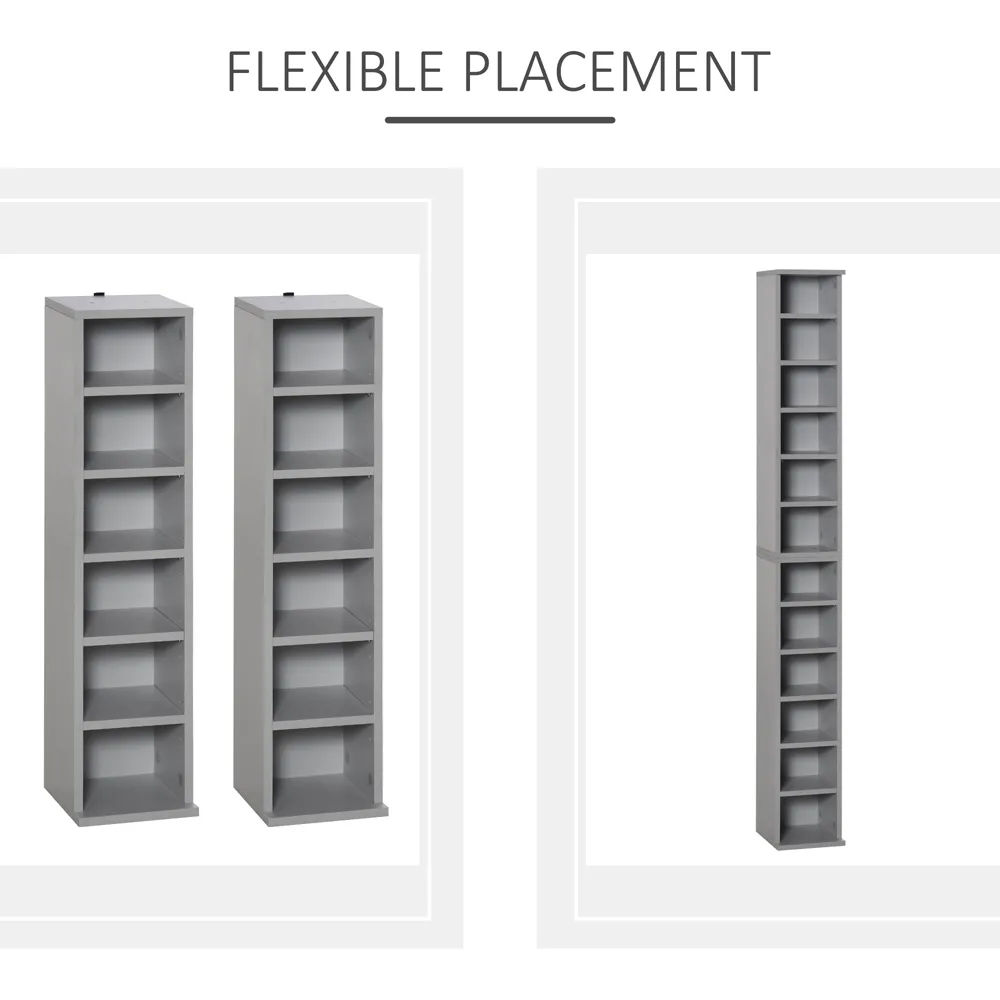 6-Compartment Media Display Shelf Unit - Grey