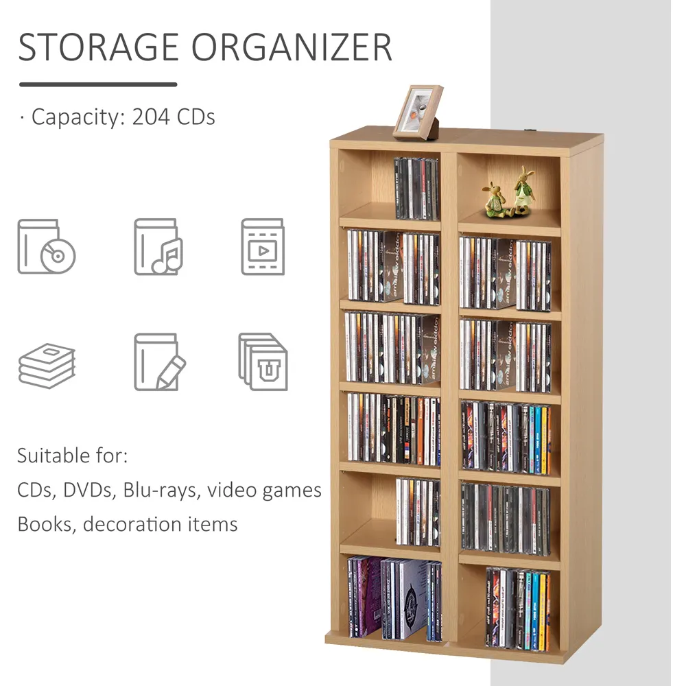 6-Compartment Media Display Shelf Unit Set of 2 - Brown
