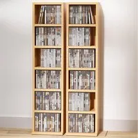 6-Compartment Media Display Shelf Unit Set of 2 - Brown